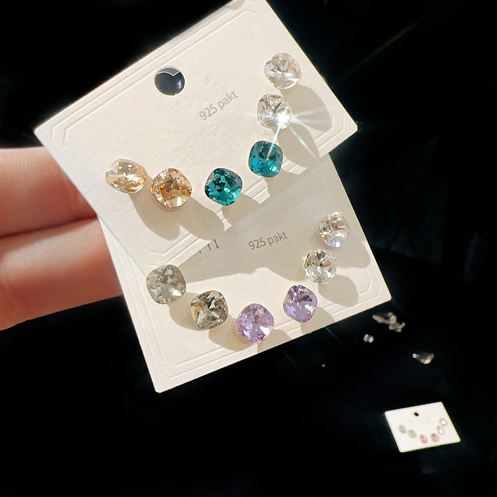 Women's Cube Sugar One Card Three Pairs Earrings
