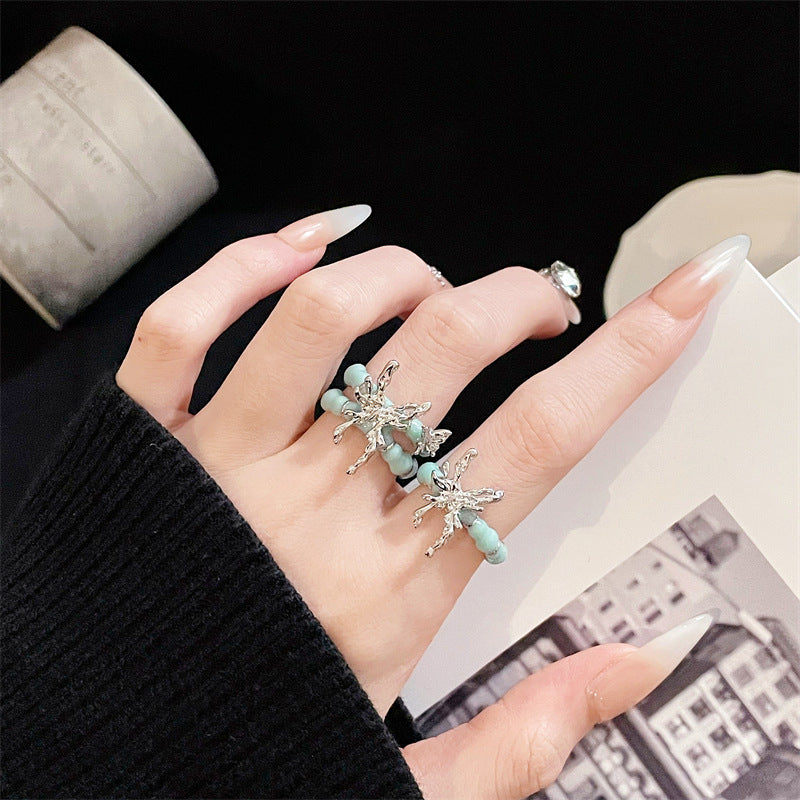 Women's Style Blue Butterfly Opening Design Fashion Advanced Rings