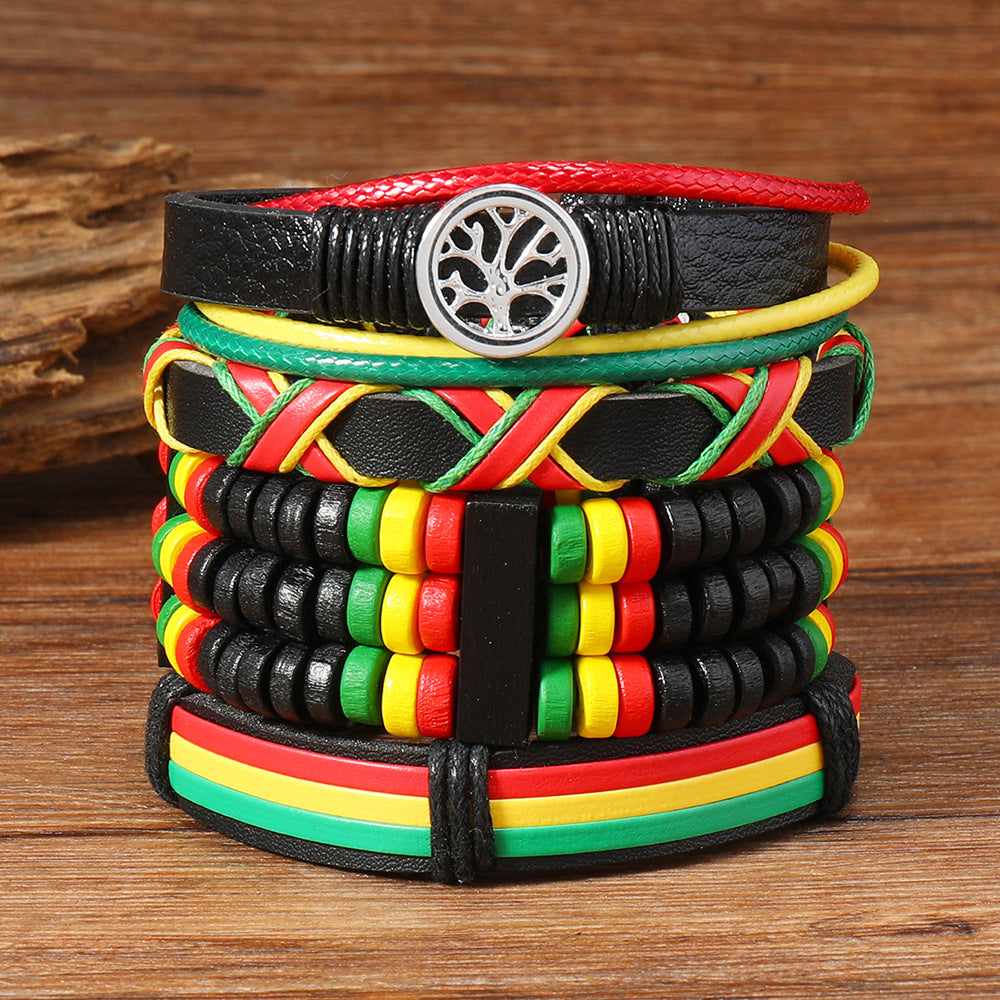 Jamaica Peace Tree Match Sets Wooden Bracelets