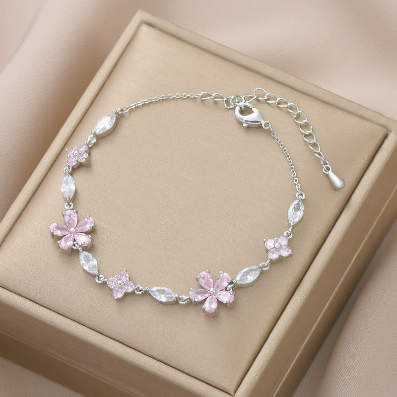 Women's Temperamental Niche Design Zircon Petal Fashion Bracelets