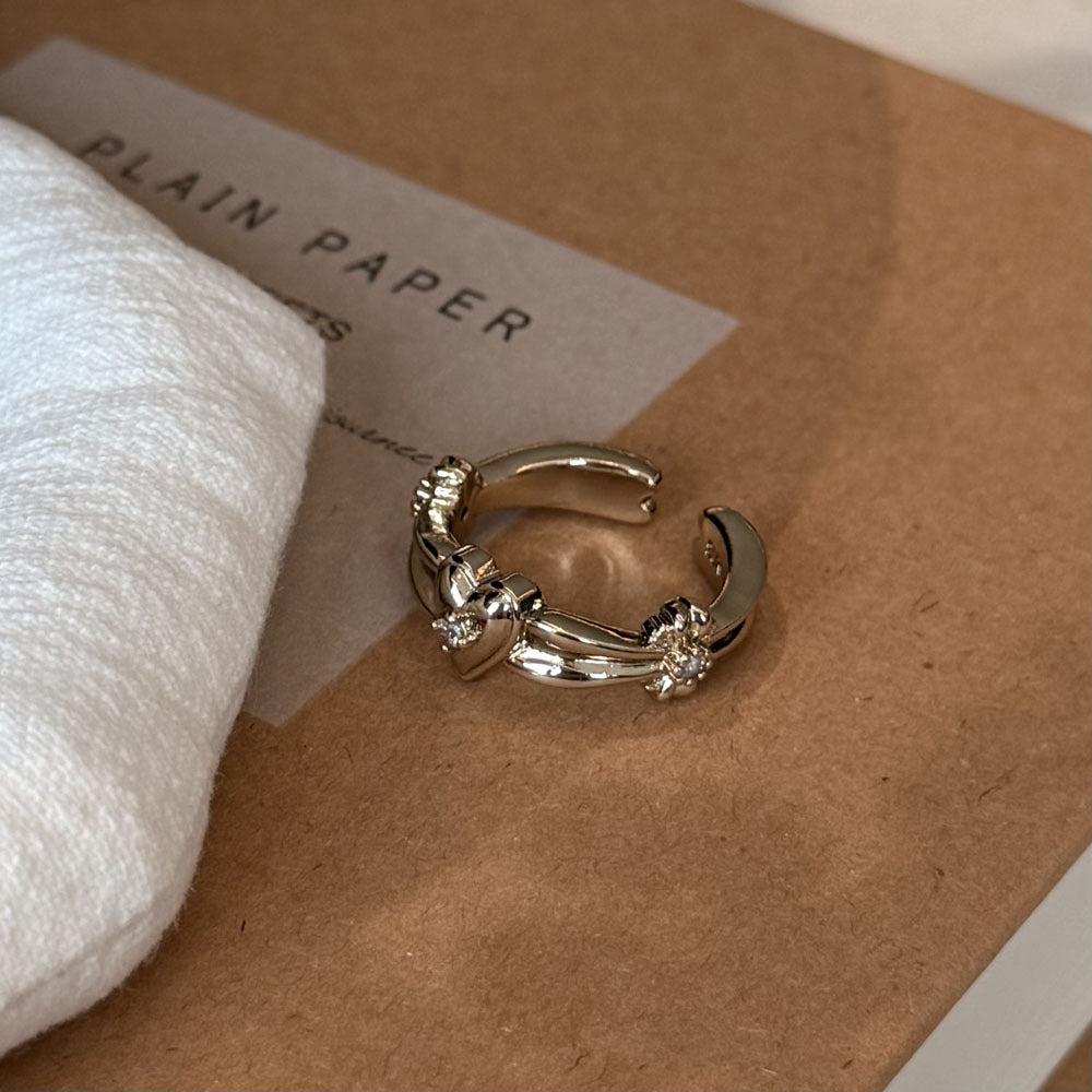 Women's Zircon Inlaid Niche High-grade Coffee Gold Light Luxury Exquisite Index Ring