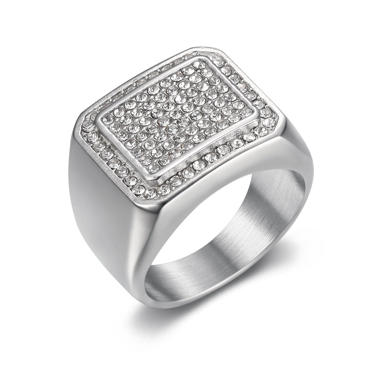 Fashion Personality Domineering Personalized Titanium Steel Electroplated Diamond Ring