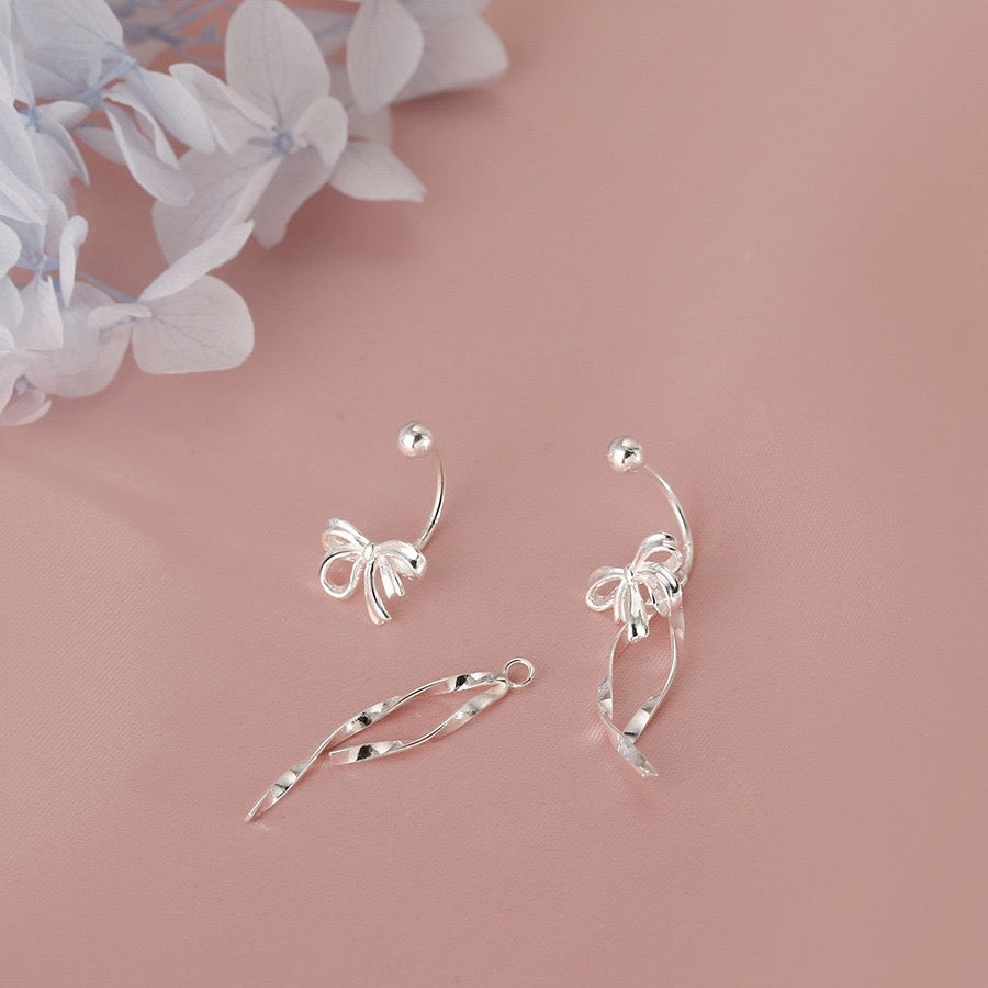 Ribbon Bow Sweet Spring High-grade Screw Earrings