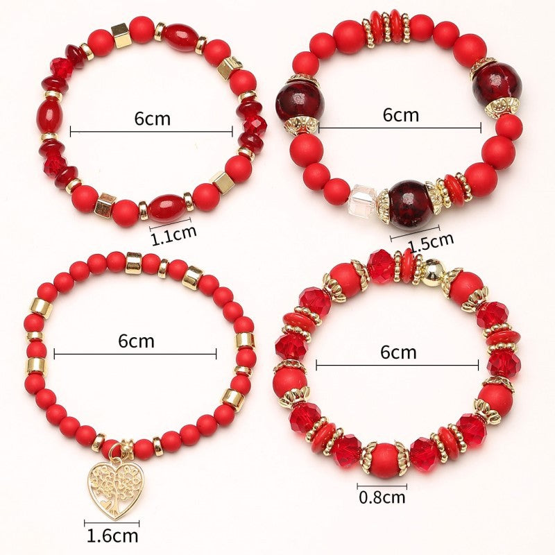 Style Crystal Peach Heart Beaded Ladies Bracelets