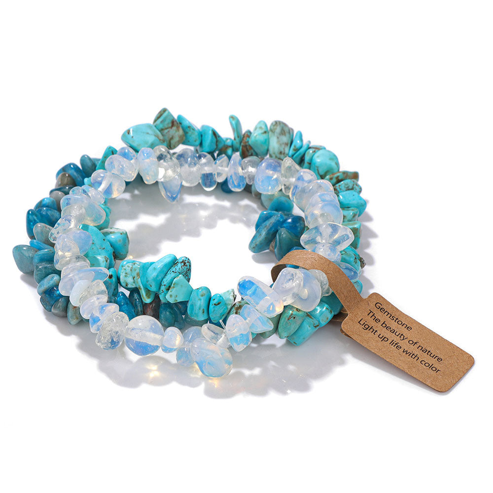 Women's & Men's Gravel Beads Three-piece Kraft Paper Tag Bracelets