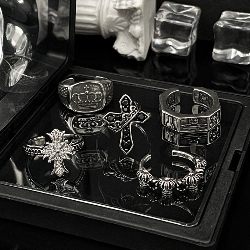 Saturn Retro Antique Finishing Opening Female Rings