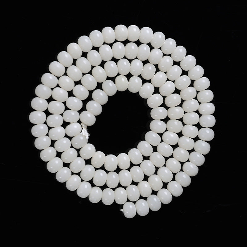Natural White Jade Bodhi Buddha Beads Pcs Bracelet