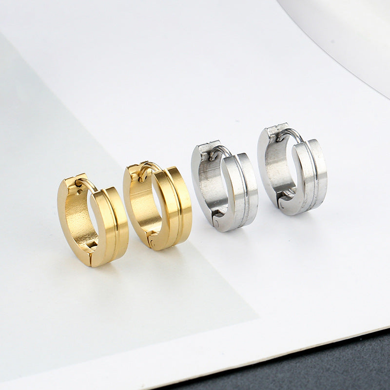 Titanium Steel Gold Stainless Ear Clip Earrings