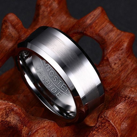 Men's Cool Tungsten Black Gold Sand Rings