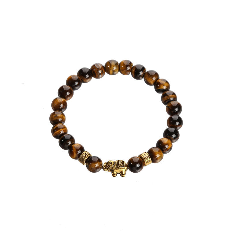 Women's & Men's Tigereye White-barked Pine Volcano Stone Black Bracelets