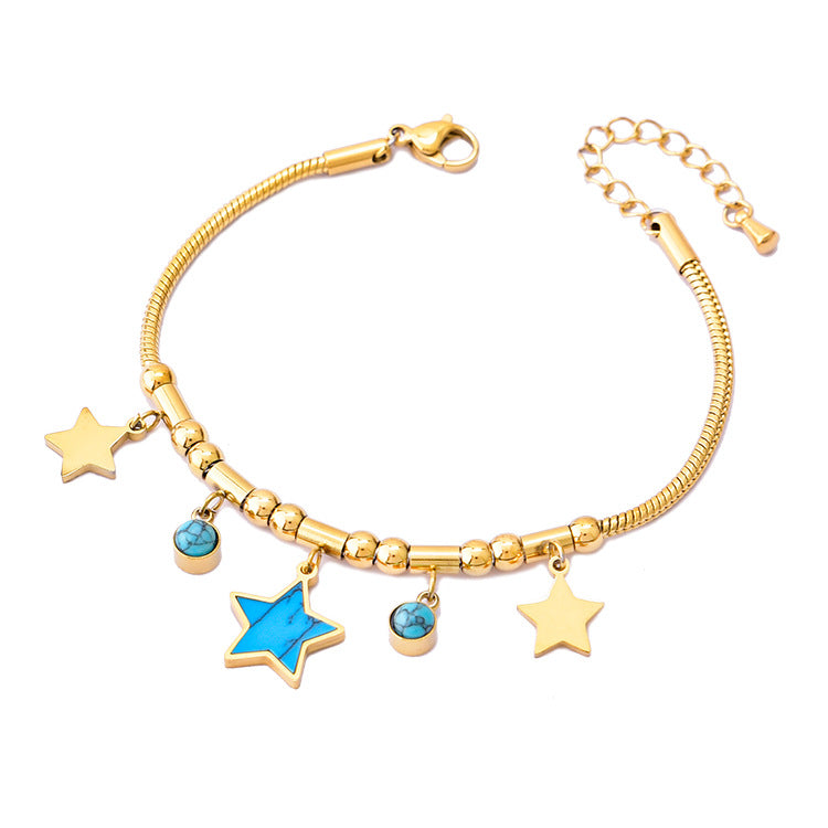 Geometric Heart Shape Shell Butterfly Five-pointed Star Titanium Bracelets