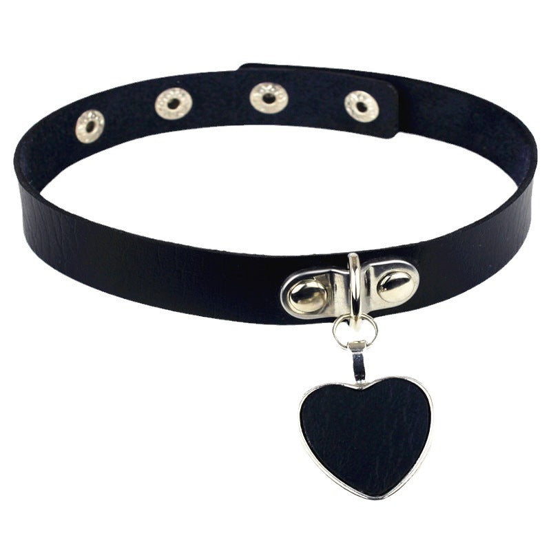 Leather Bell Neck Dark Love Choker Necklaces