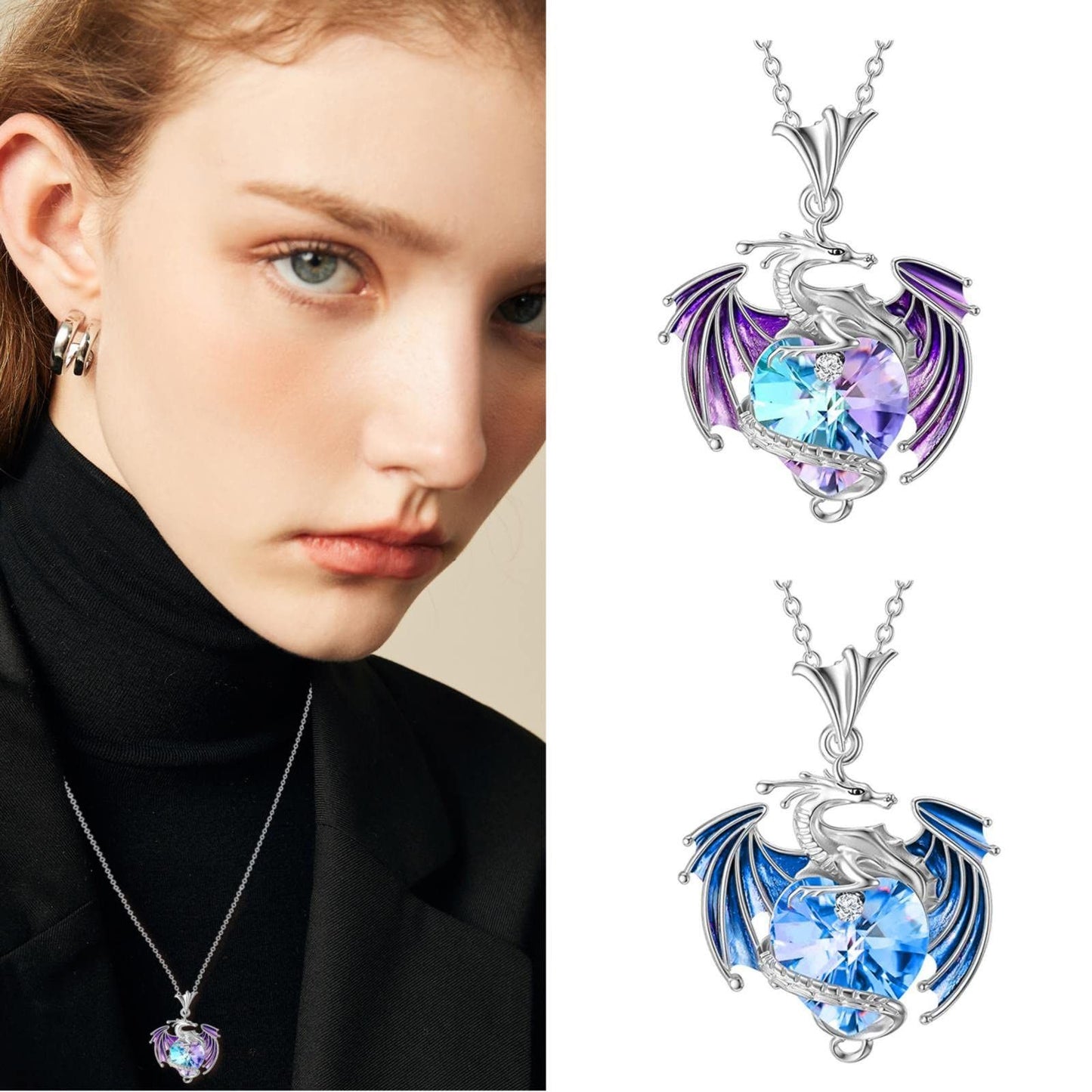Attractive Durable Slouchy Dragon Heart-shaped Accessories Necklaces