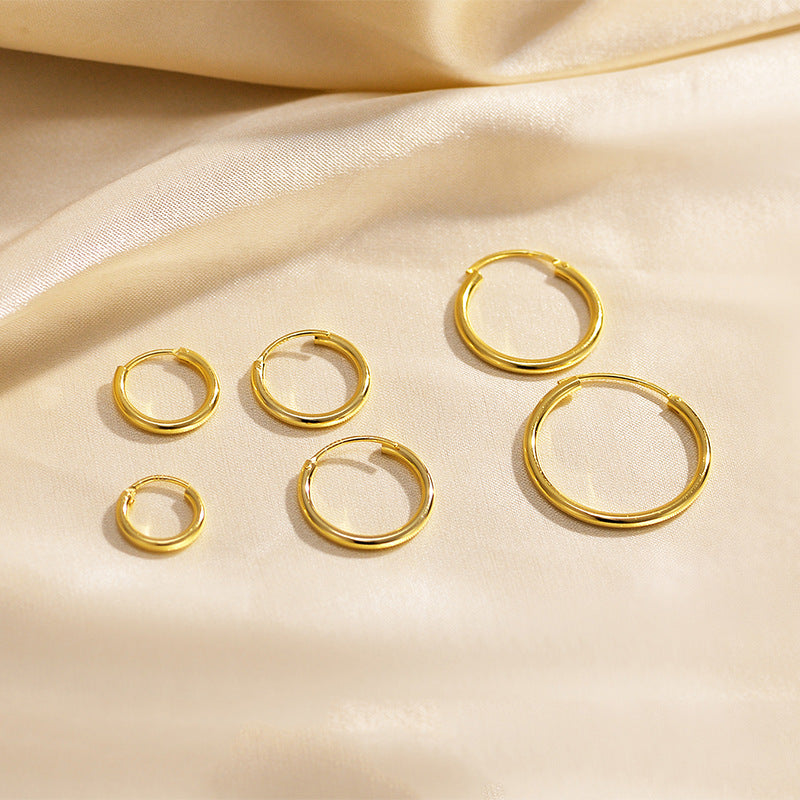 Women's & Men's Pure Sier Thread Thick Round Simple Earrings