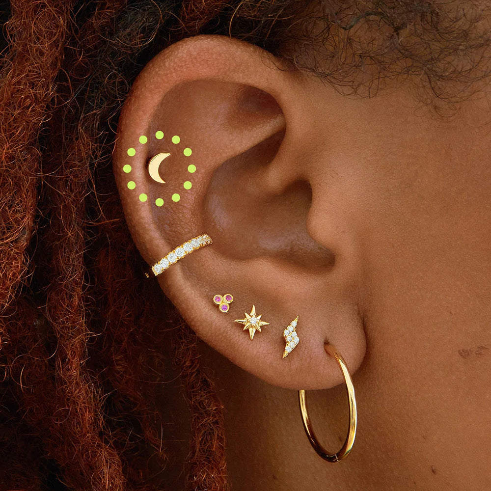 Flat Head Push Piercing Thread Cartilage Earrings