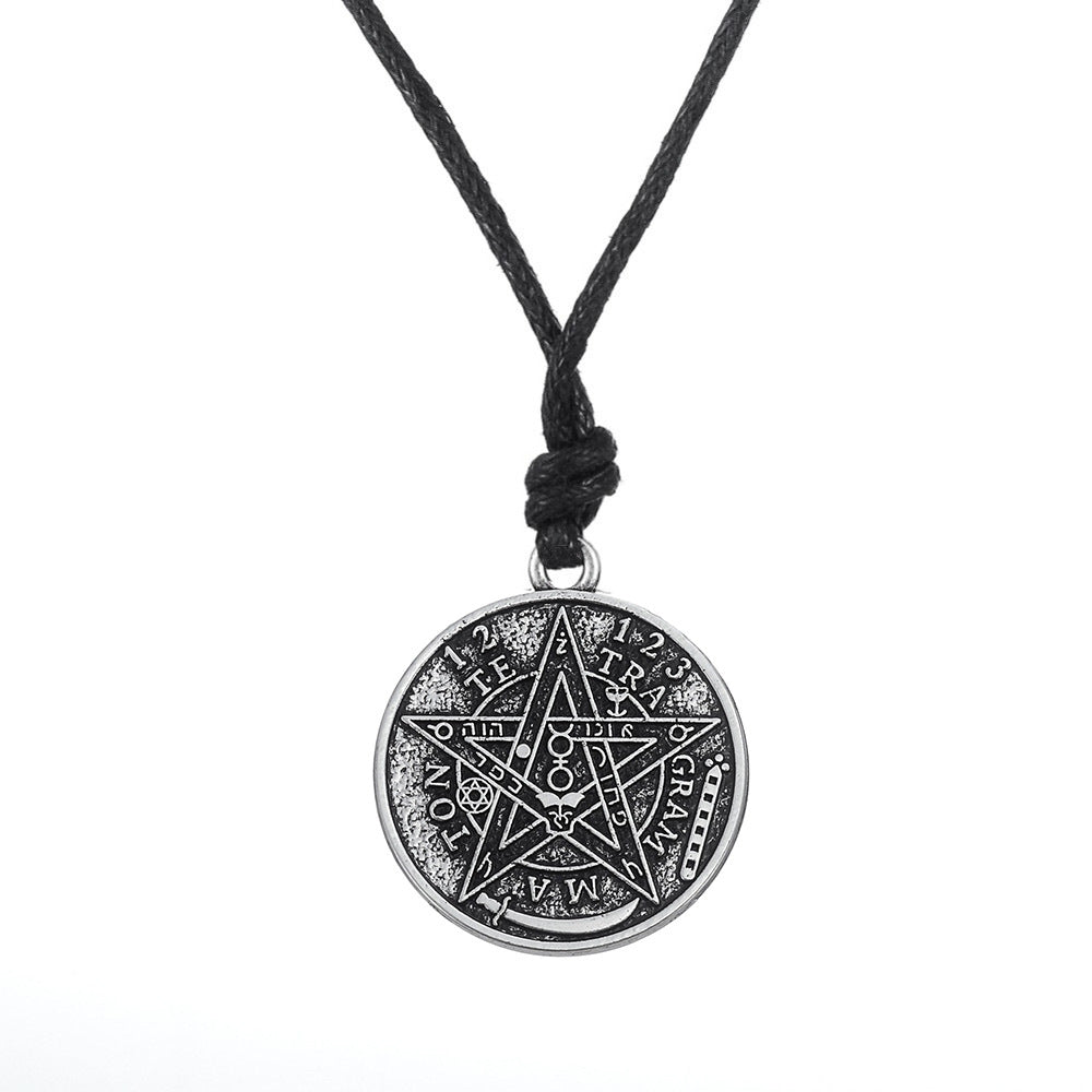 Pattern Round Five-pointed Lucky Pentagram Double-sided Necklaces
