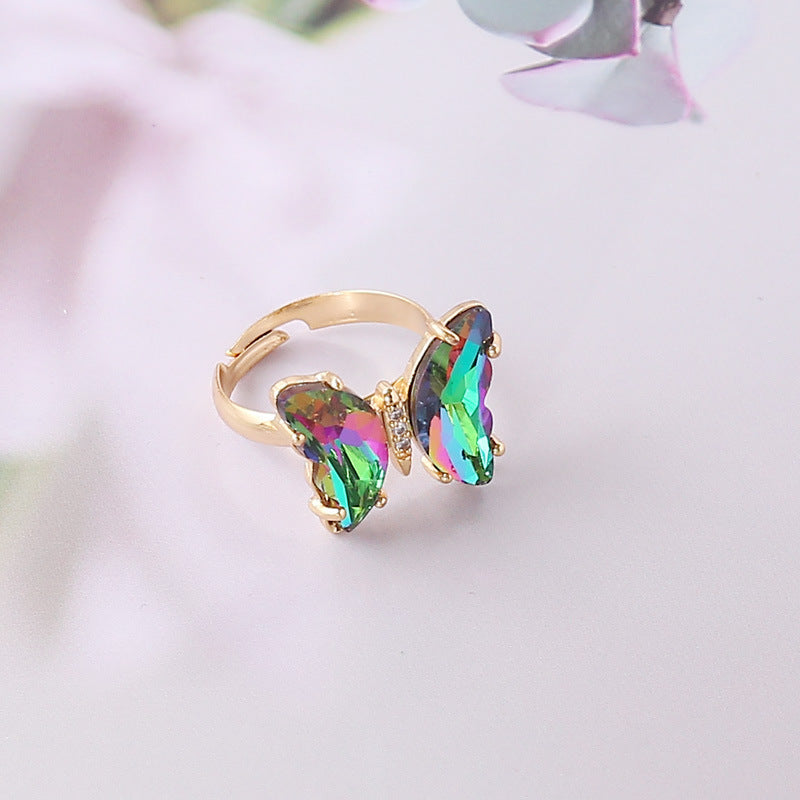 Women's Gradient Butterfly Female Personality Trendy Fashion Rings
