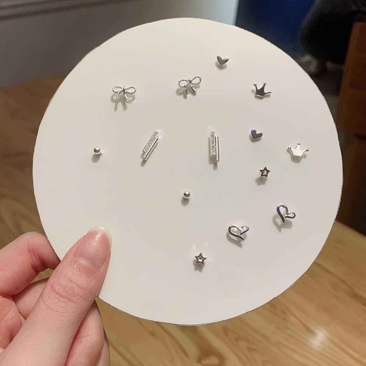 Pair Pack Sier Suit Cute Sweet Earrings