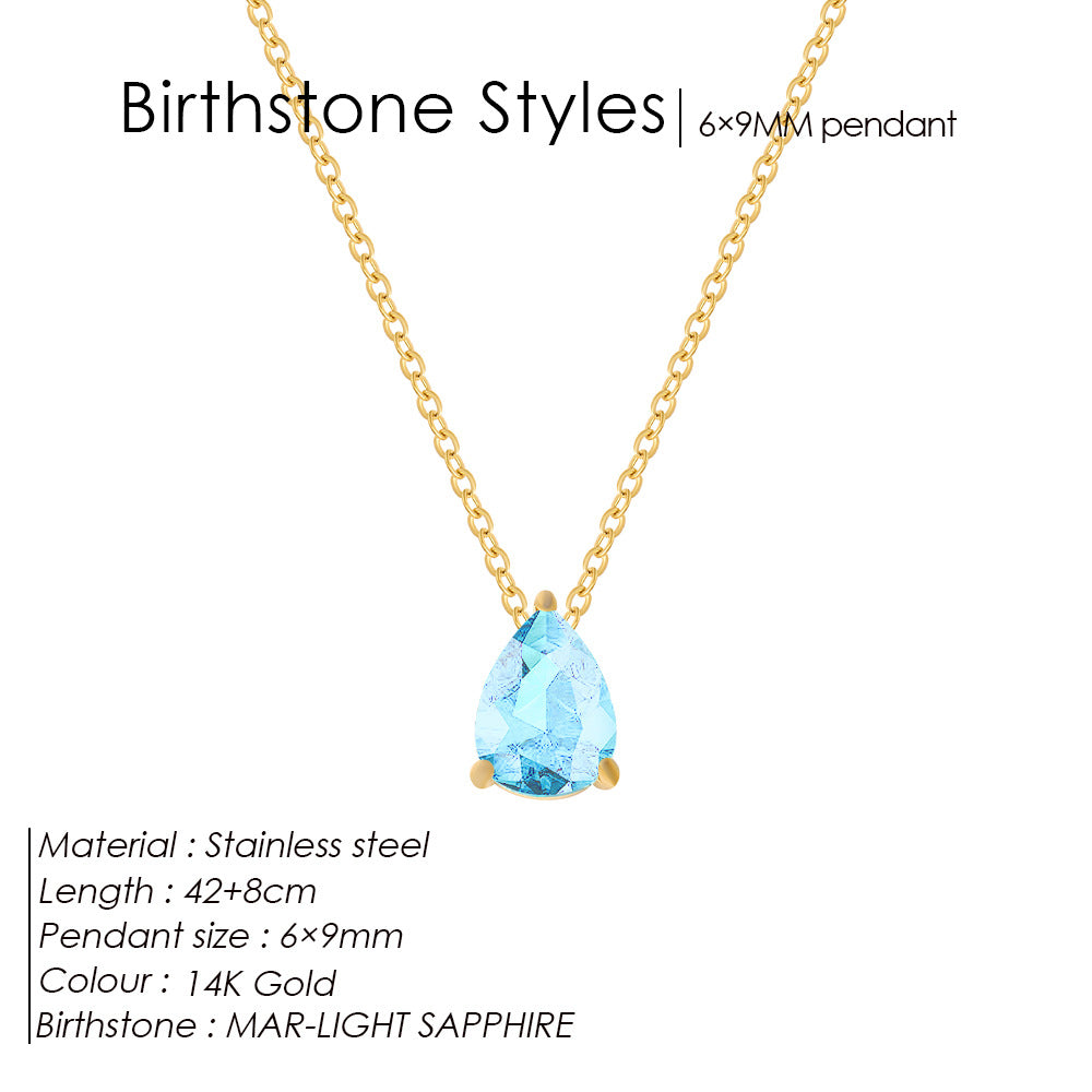 Zircon Month Birthstone Birthstones Vacuum Electroplating Necklaces