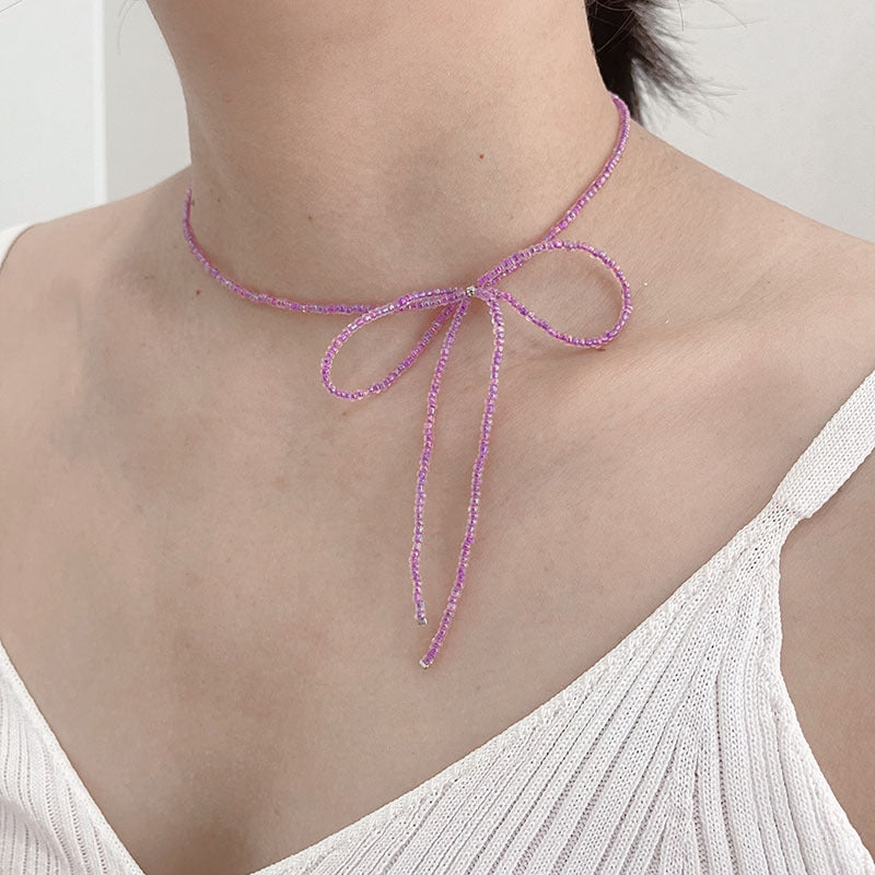 Unique Sweet Cool Hot Fried Street Bow Female Elegance Necklaces