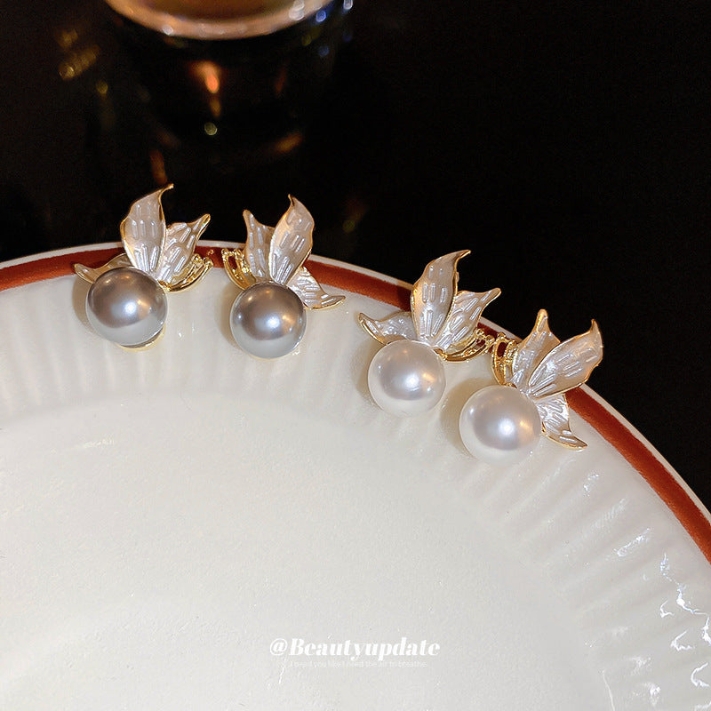 Pearl Round Korean Artsy Fashion Commuter Earrings