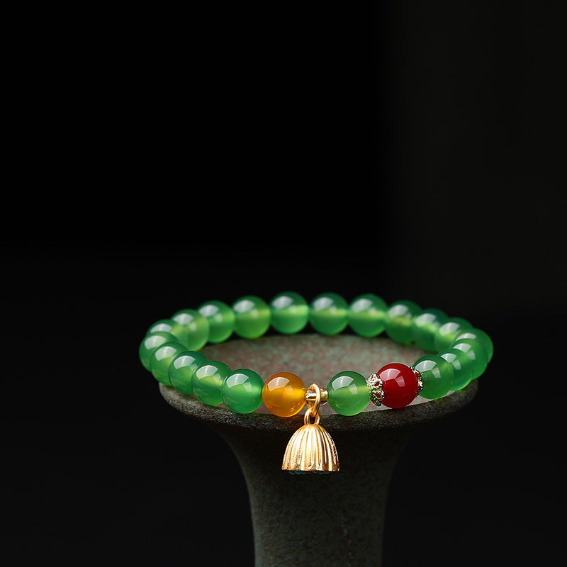 Four Life Natural Red Agate Lotus Bracelets