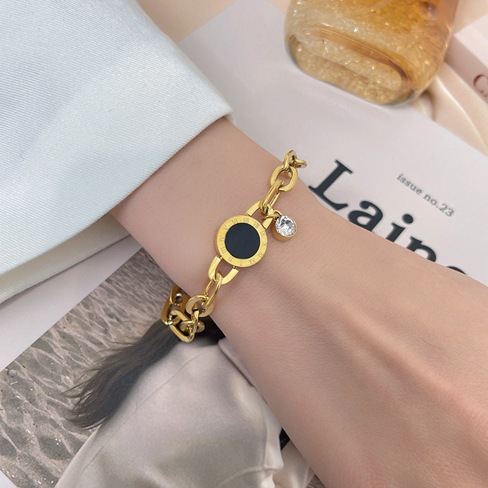 Women's Fashion Simple Version Titanium Steel Diamond Bracelets