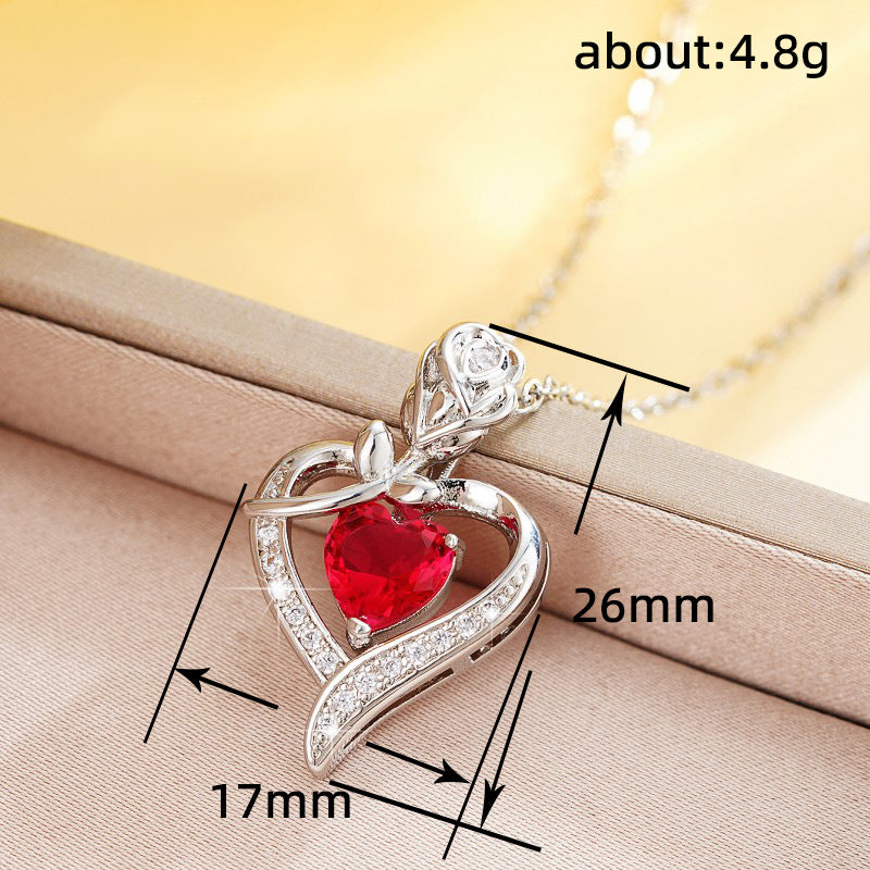 Design Niche Style Female With Hearts Flower Rose Clavicle Chain Necklace
