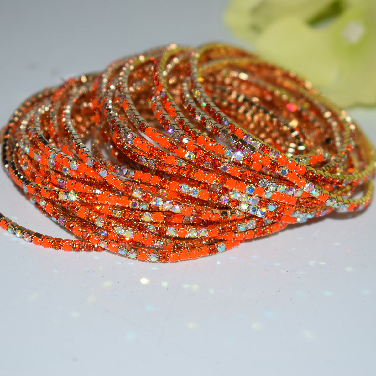 Row Colorful Rhinestone Female Live Grab Chain Bracelets