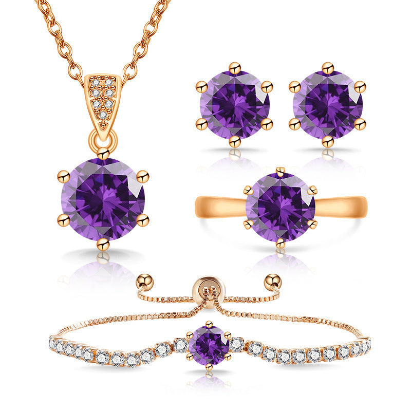 Super Flash Classic Colored Gems Pcs Jewelry Set