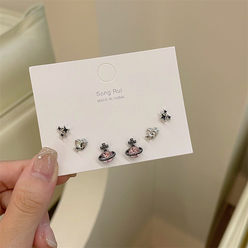 Pink Cross Minimalist Design Love Heart Suit Combination Super Rings
