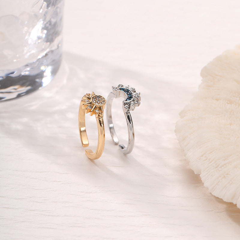 Stacked Female Personality Minimalist Design Diamond Rings
