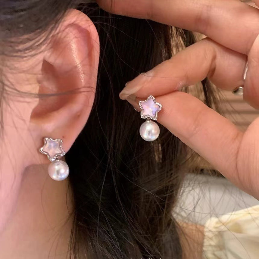 Women's Pearl Ear Sier Needle High-grade Light Earrings