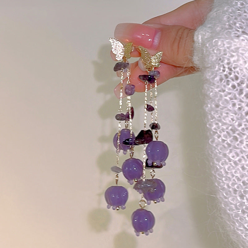 Needle Glaze Love Heart Flowers Summer Earrings