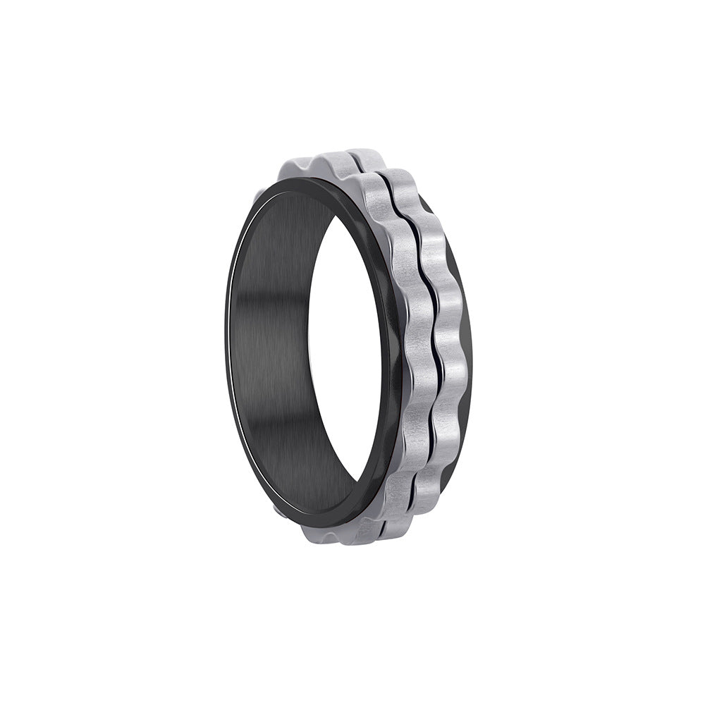Women's Titanium Steel Ornament Rotatable Decompression Gear Rings