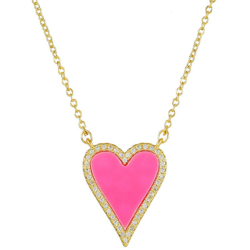Women's Style Classic Peach Heart Hot Copper Plated Gold Necklaces
