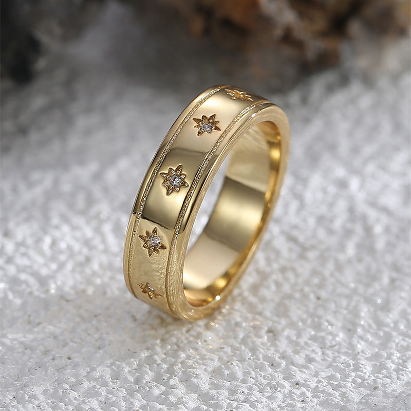 Women's Retro High-grade Design For Graceful Fashionable Micro Inlaid Zircon Rings