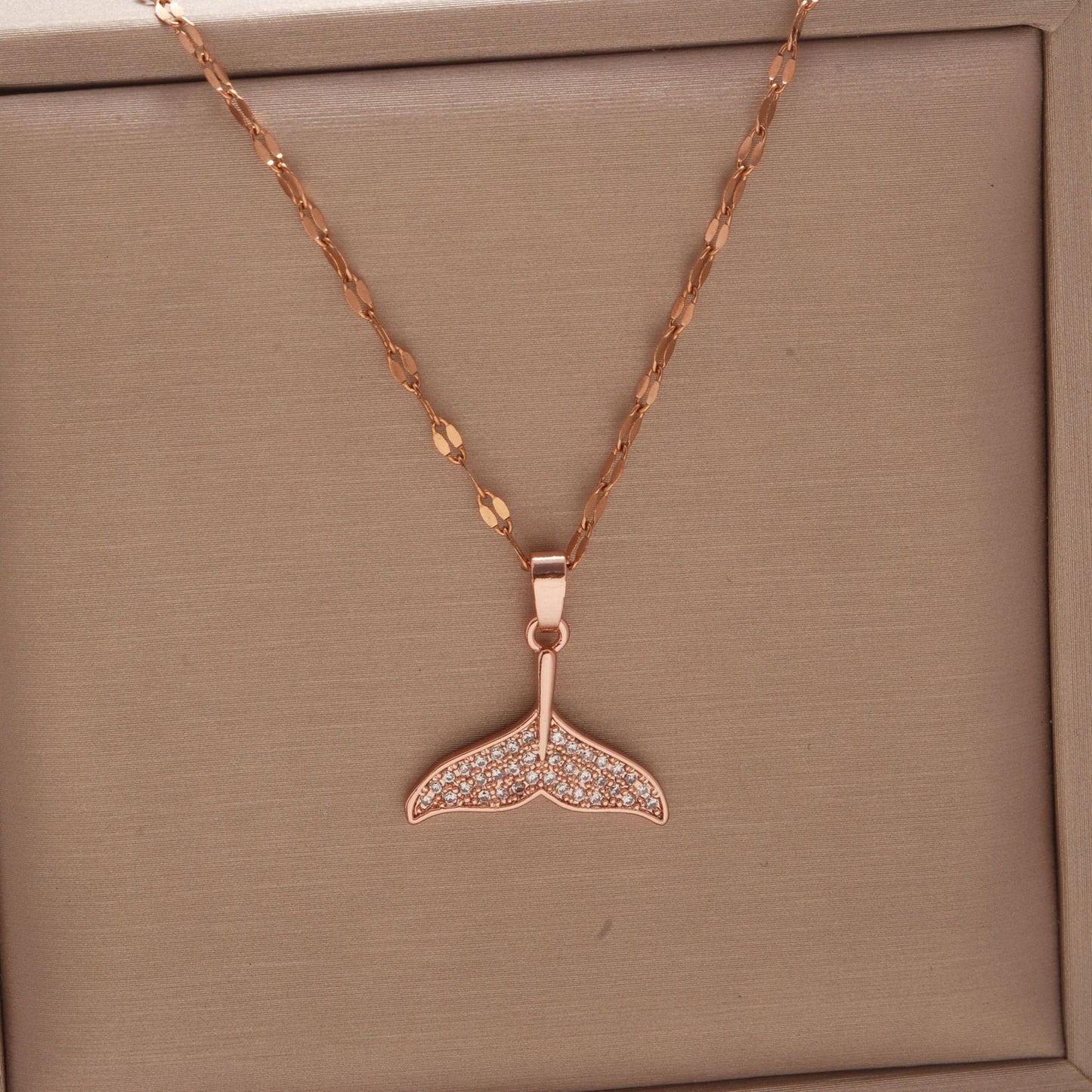 Women's Rose Gold Key Fu Lock Opal Korean Simple Fashion Necklaces
