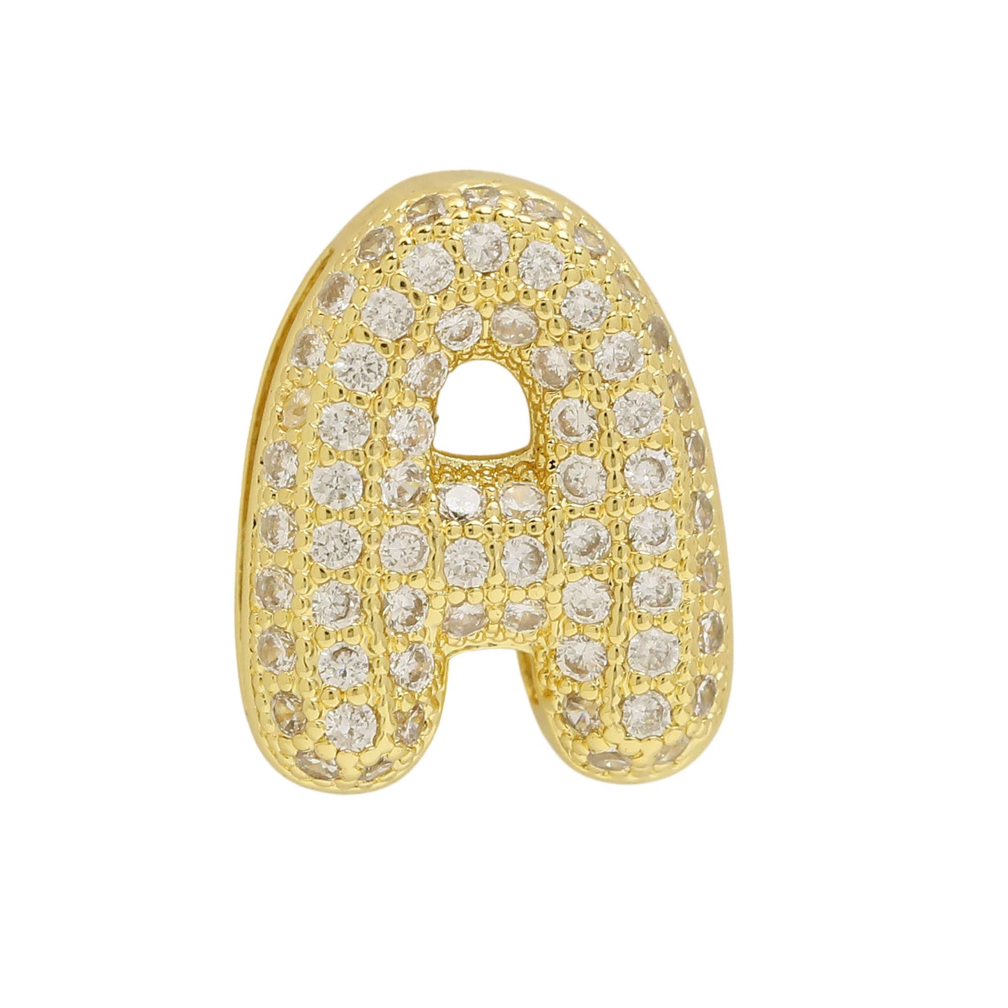 Golden Chubby Balloon Bubble Zircon Letter Bracelets