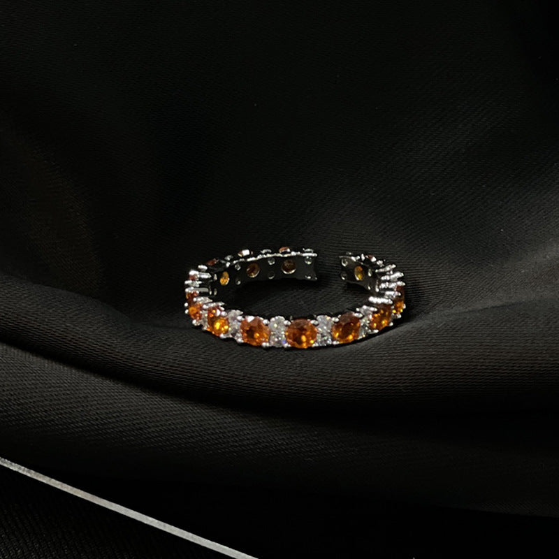 Full Rhinestone Zircon High-grade Open Light Luxury Minority Rings