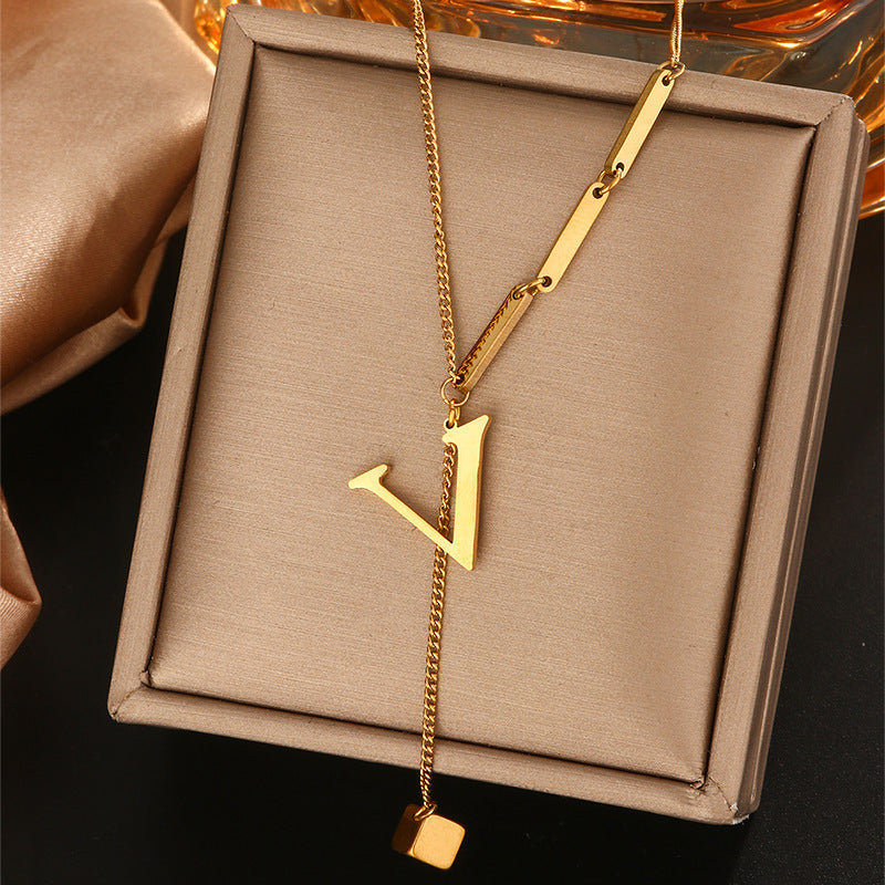 Clavicle Chain Female Letters Do Not Fade Simple High Necklaces