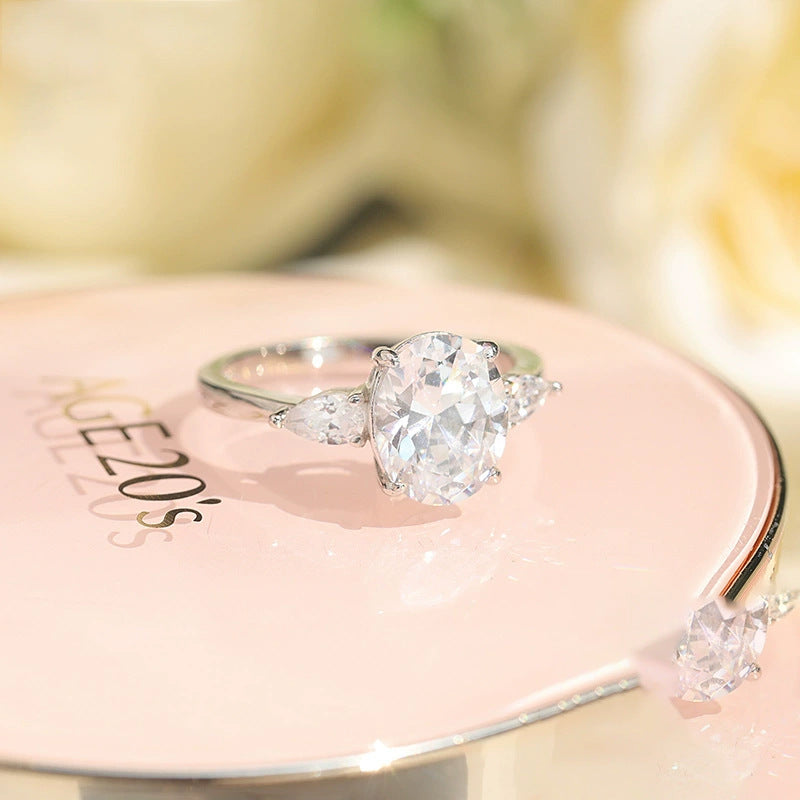 Women's Sier Inlaid Karat Denier Zircon Artificial Rings