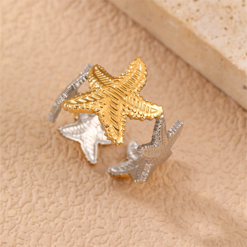 Fashion Stainless Steel Ocean Summer Beach Style Female Popular Opening Rings