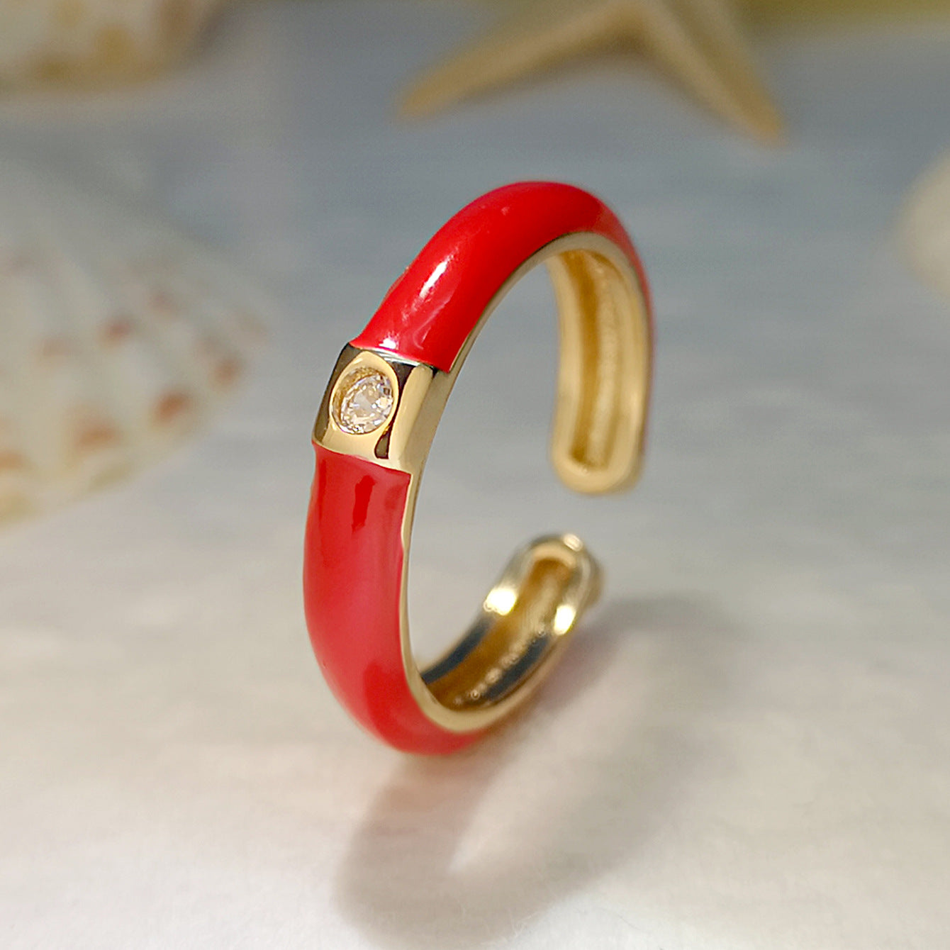 Gold-plated Zircon Simple Design Colorful Oil Rings