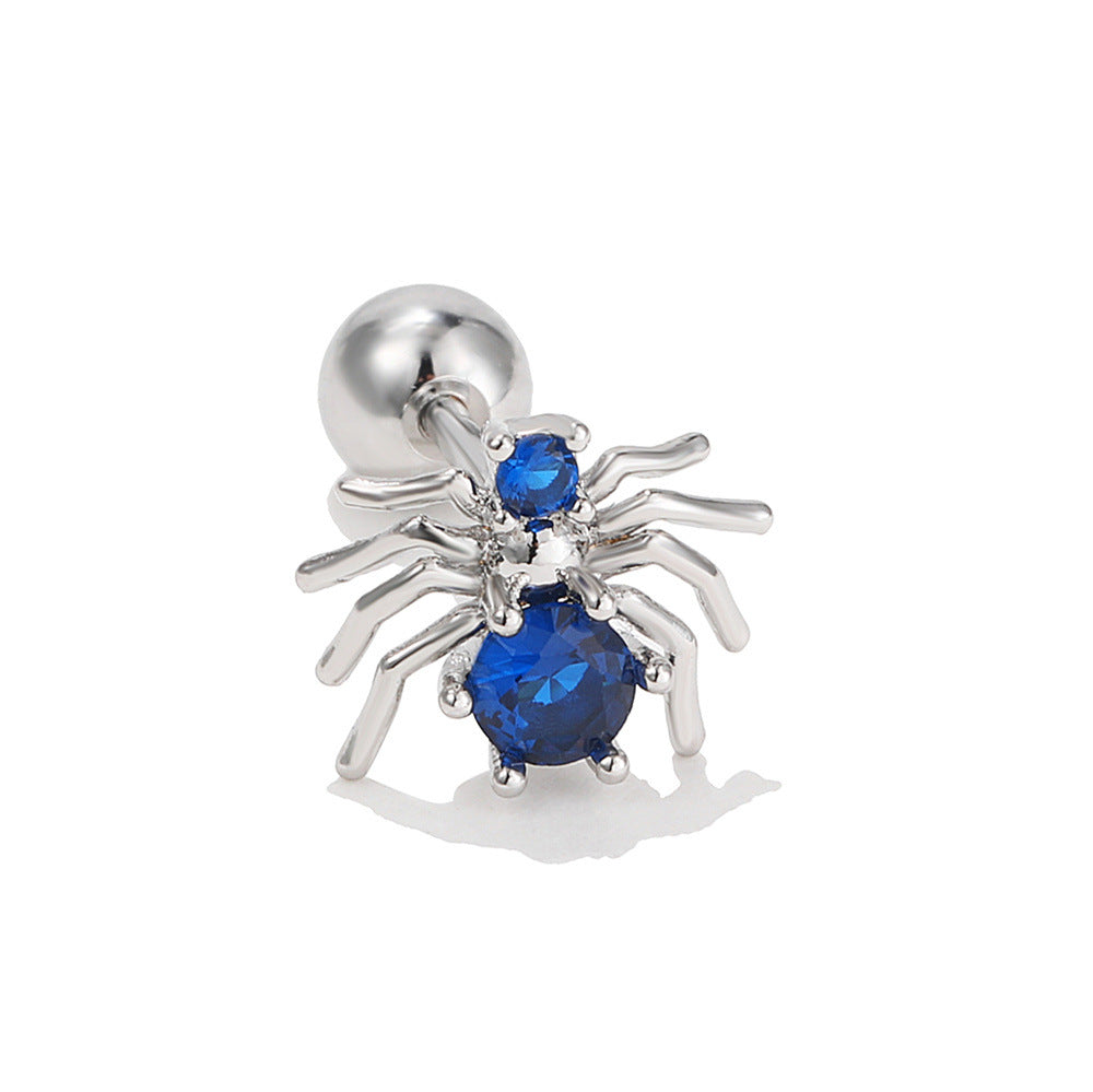 Animal Ear Bone Micro Inlaid Zircon Screw Puncture Earrings