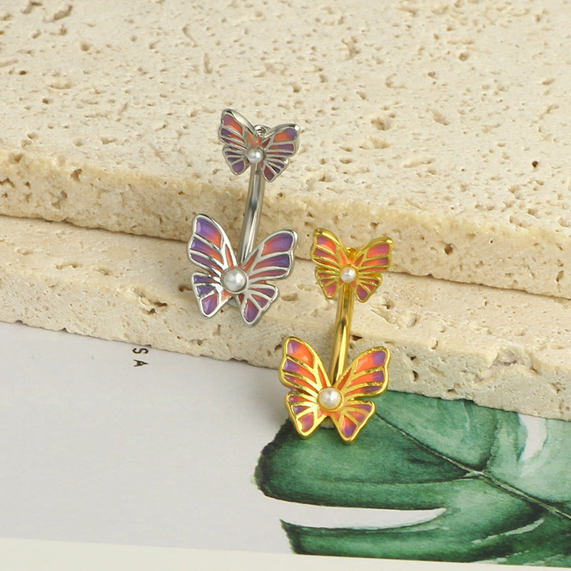 Stainless Steel Glaze Flowers Butterfly Bee Earrings