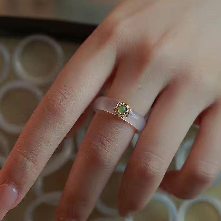 Gao Bing White Chalcedony High Sense Rings