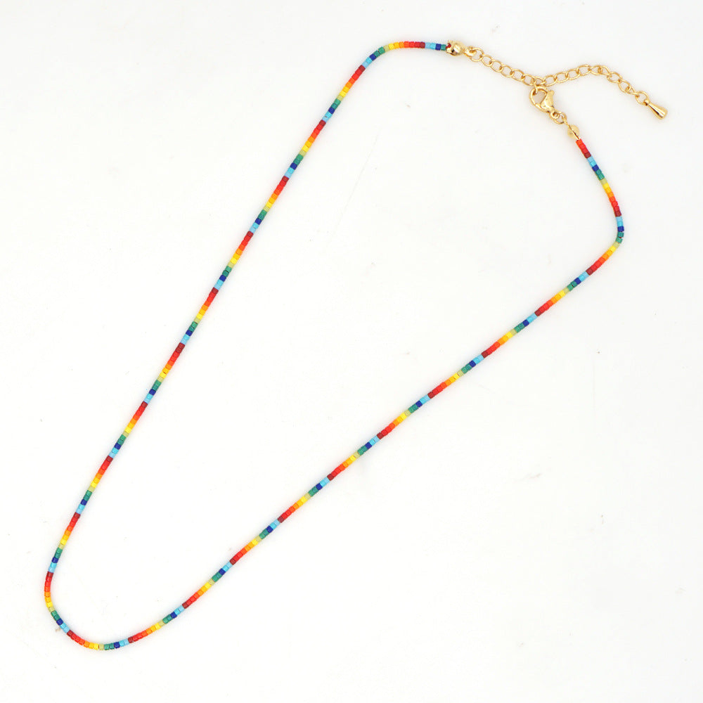 Women's Bohemian Style Rainbow Straight Sale Bead Handmade Beaded Necklaces