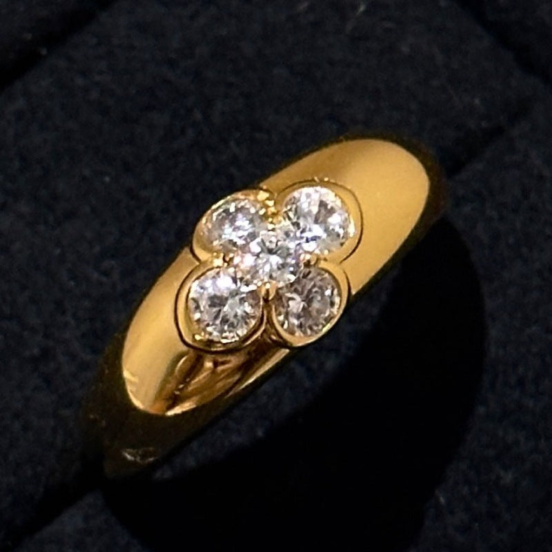 Advanced Sensitive Surface Zircon Flower Golden Rings
