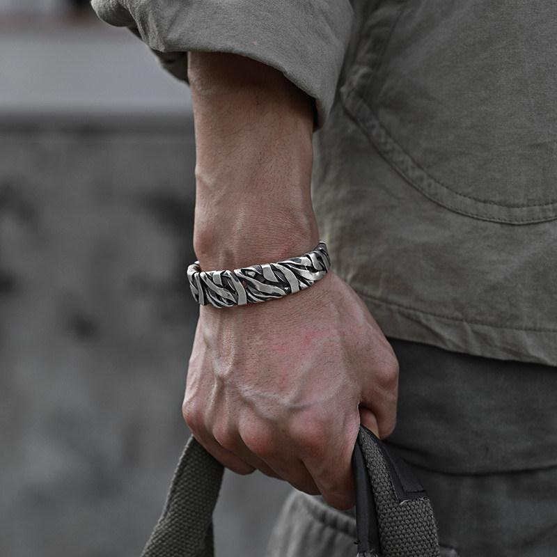 Men's Vintage Thai Sier Woven Twisted Open-ended Bracelets